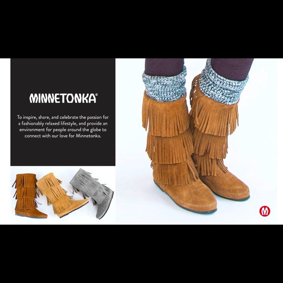 Minnetonka Fringe Boots - Calf length Brown Suede - Picture 7 of 7